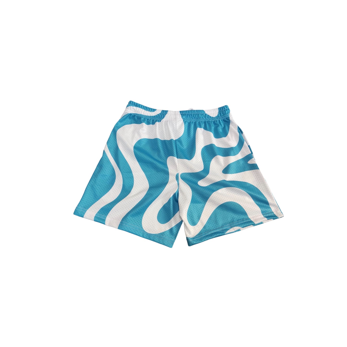 Blue Swirl Mesh Plotin Shorts