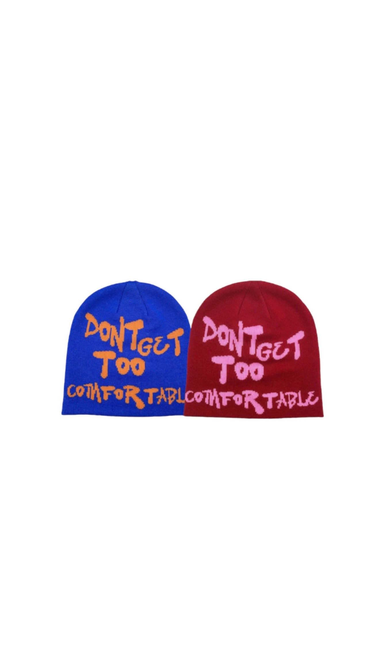 Don’t Get Too Comfortable Reversible Beanie (Blue & Red)